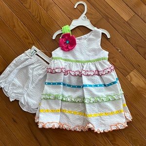 Girls 12 month Rare Editions Sundress with bloomers. New with tags!